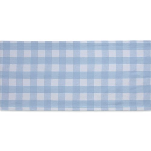 DII Buffalo Check Collection, Classic Farmhouse Table Runner, 14x72, Light Blue & White