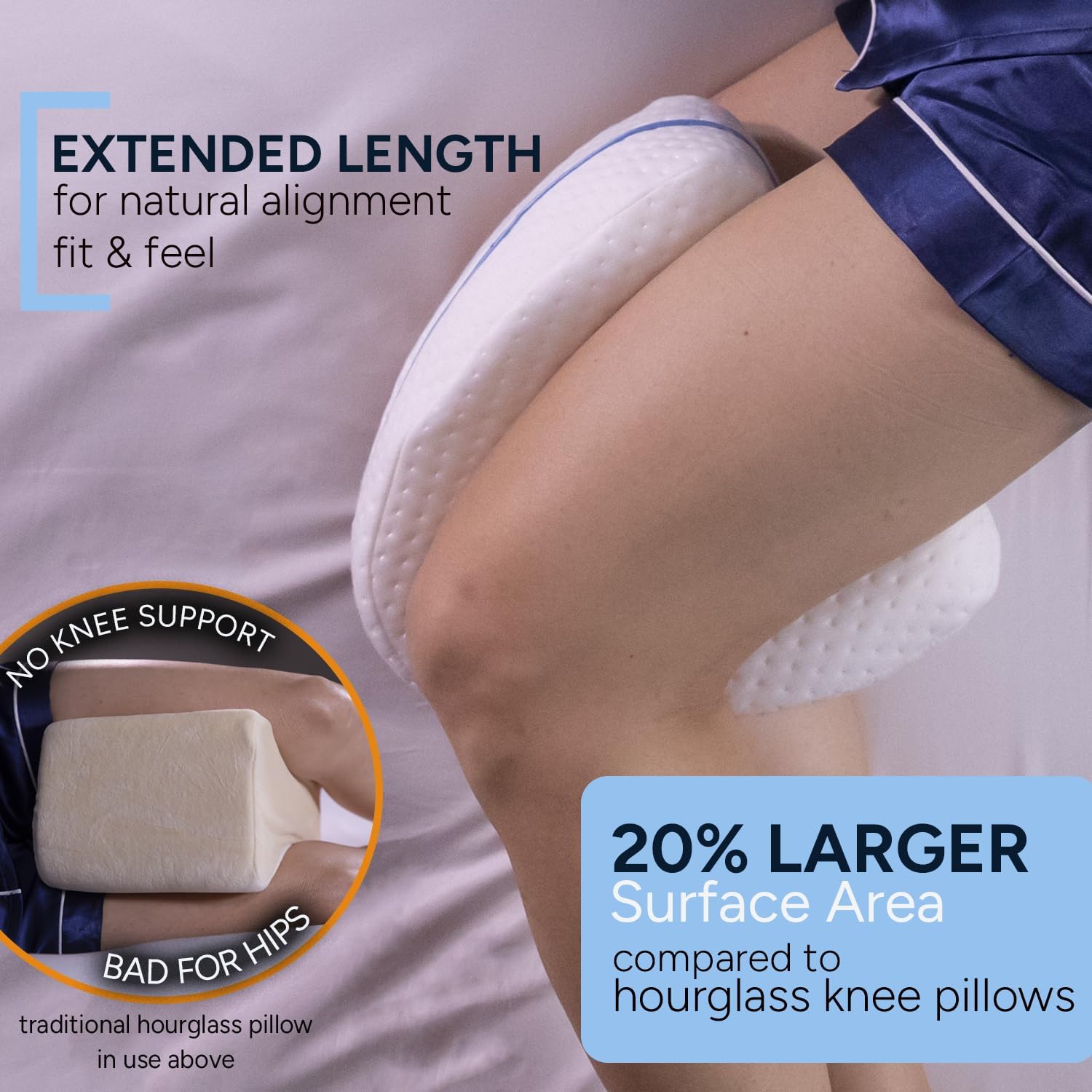 Contour Legacy - Leg & Knee Foam Support Pillow for Side Sleepers | Soothing Relief for Back, Hips, & Joints