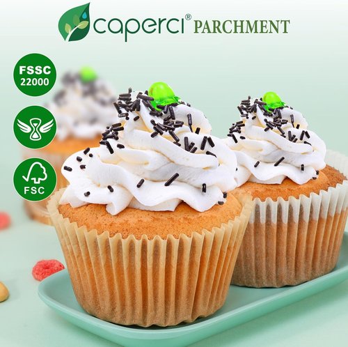 Caperci Jumbo Muffin Liners - 200 Pcs Natural Paper Baking Cups | Non-Stick, Grease-Proof & Food Grade