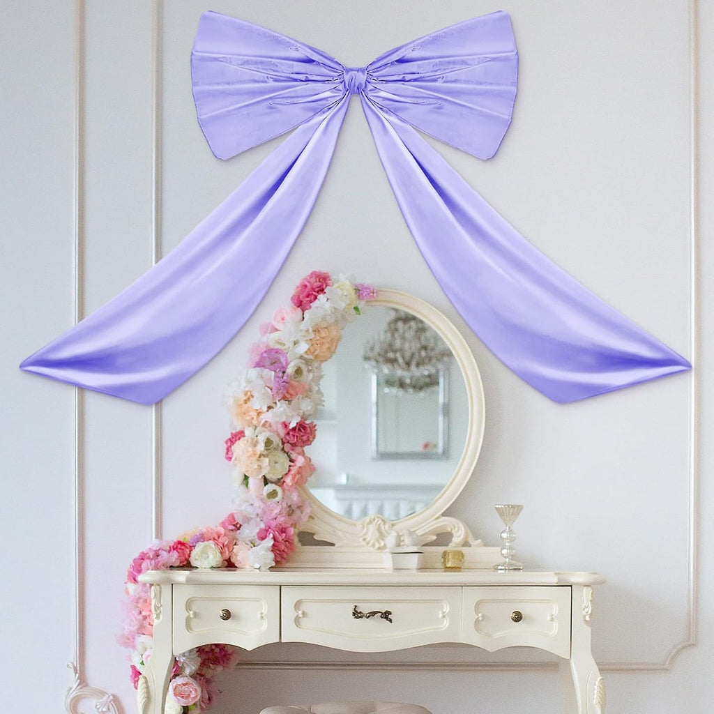 Wavwavw Bow Decor - Large Coquette Giant Ribbon Tie for Birthday Party Backdrop | Lavender Purple, 24 x 36 Inches