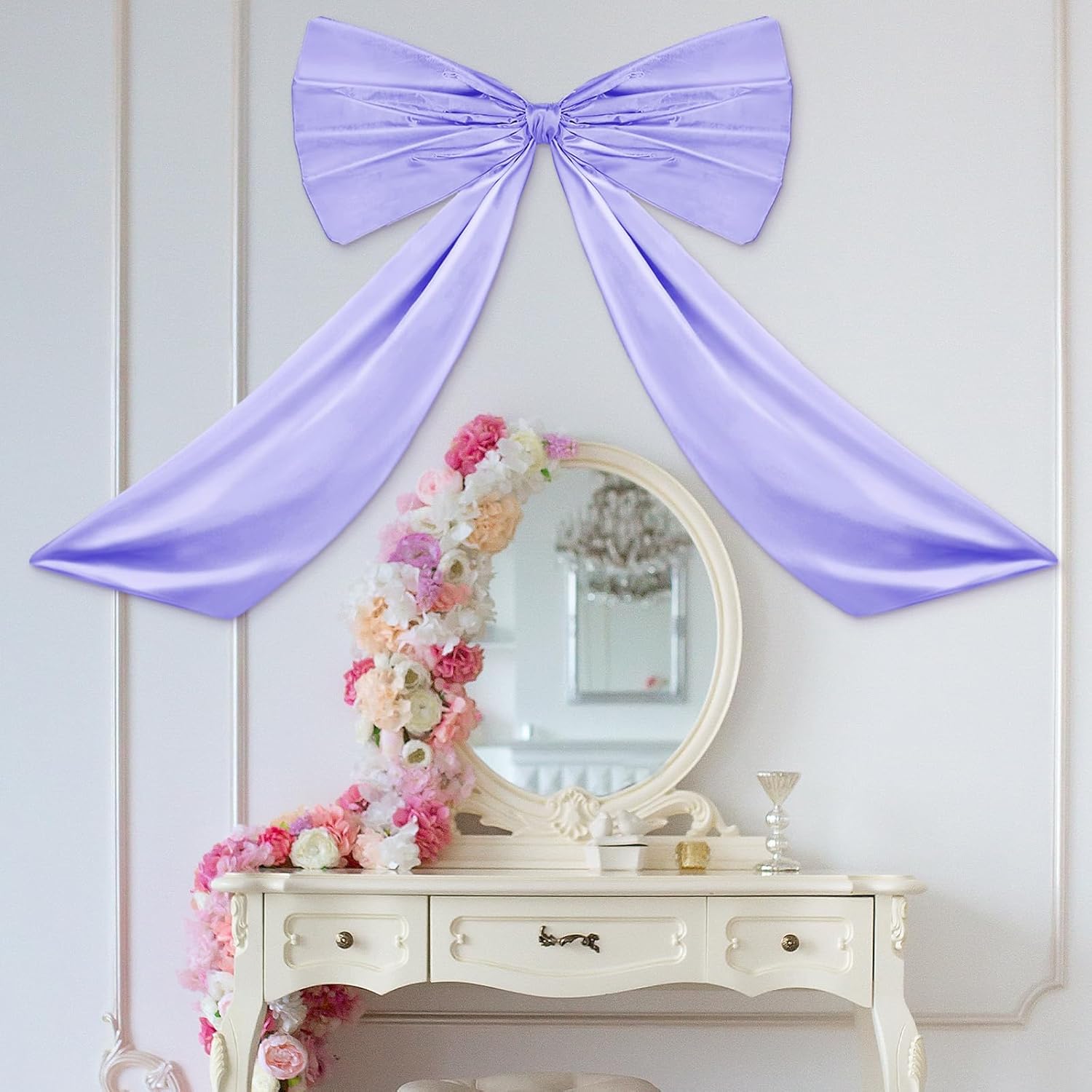 Wavwavw Bow Decor - Large Coquette Giant Ribbon Tie for Birthday Party Backdrop | Lavender Purple, 24 x 36 Inches