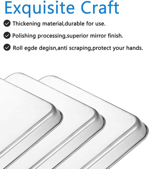 Bastwe Cookie Sheet Set - Commercial Grade Stainless Steel Baking Pans | Non-Toxic, Rust-Free, Easy Clean