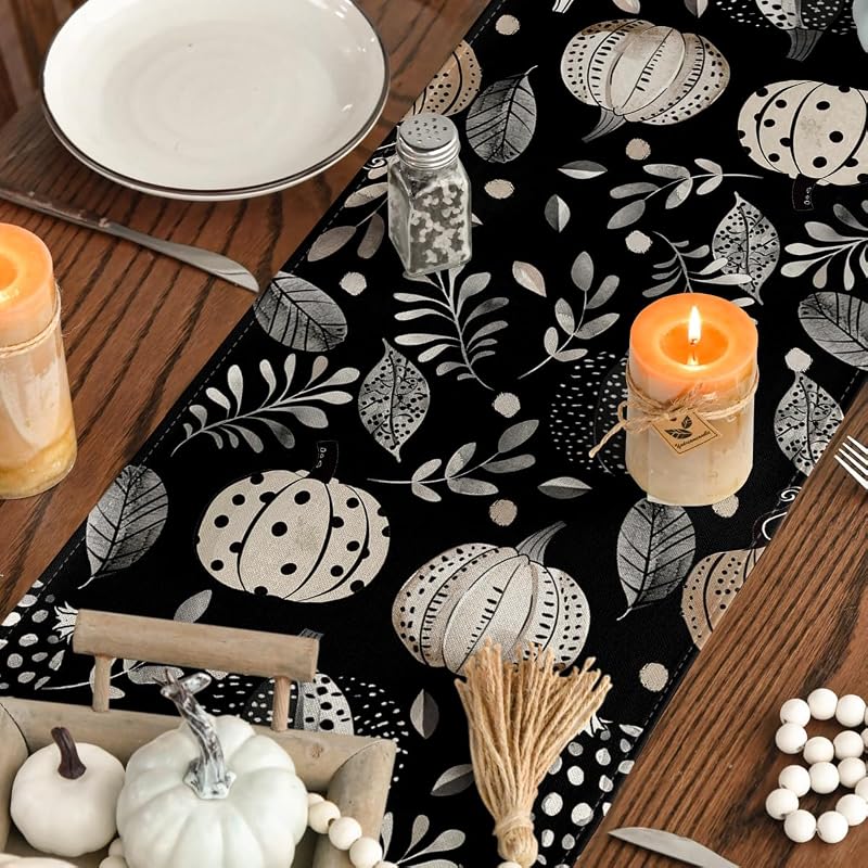 Artoid Mode 13x108 Inch Table Runner - 210 GSM Polyester, Black