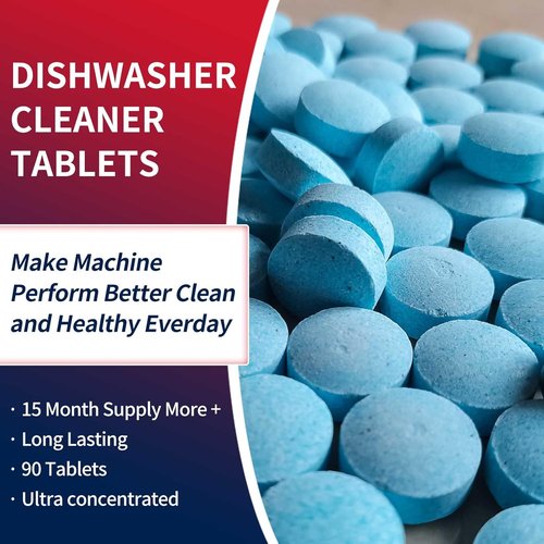 Dishwasher Cleaner Tablets by EcoClean - 90 Mint Fresh Tabs for Deep Cleaning & Grease Removal