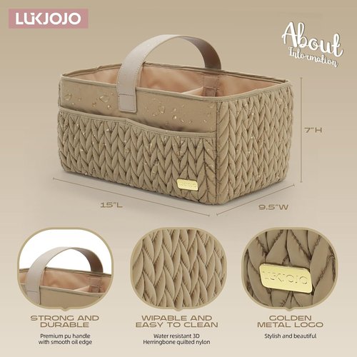 Luxurious Baby Diaper Caddy - Stylish Nursery Storage Basket for Newborn Essentials | Beige Organizer Tote