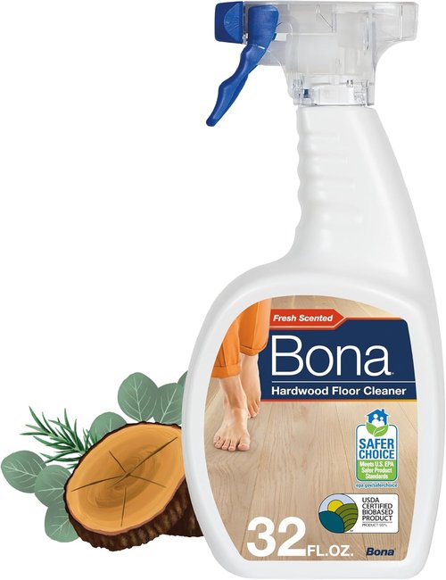 Bona Hardwood Floor Cleaner Spray - 32 Fl Oz | Cedar Wood Scent - Refillable & Residue-Free Solution