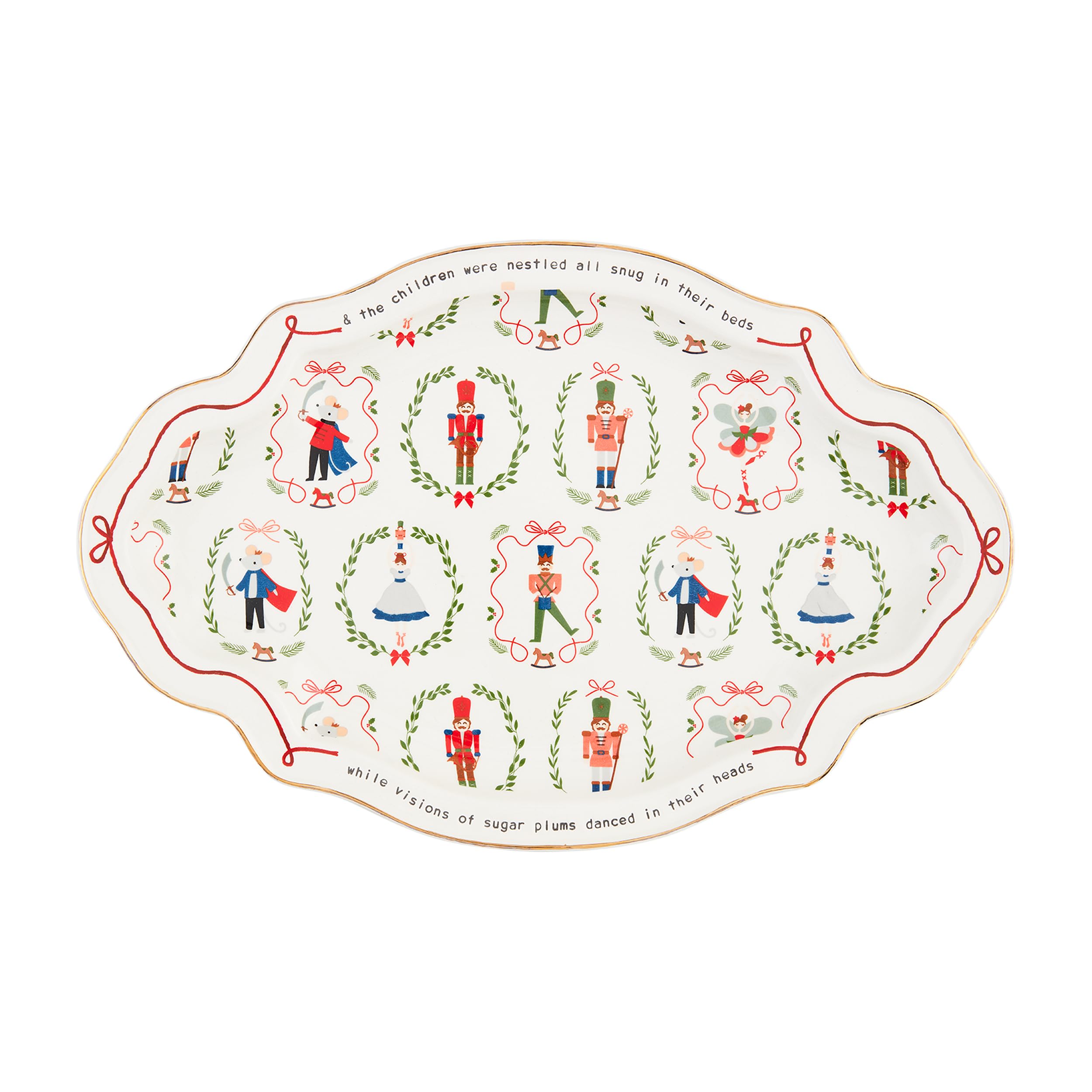 Mud Pie Nutcracker Christmas Platter; 10 1/2" x 16 1/4"