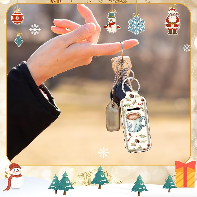 Christmas 40Pcs Lip Balm Holder Keychain Set – Lipstick Clip-On Pouches, Neoprene