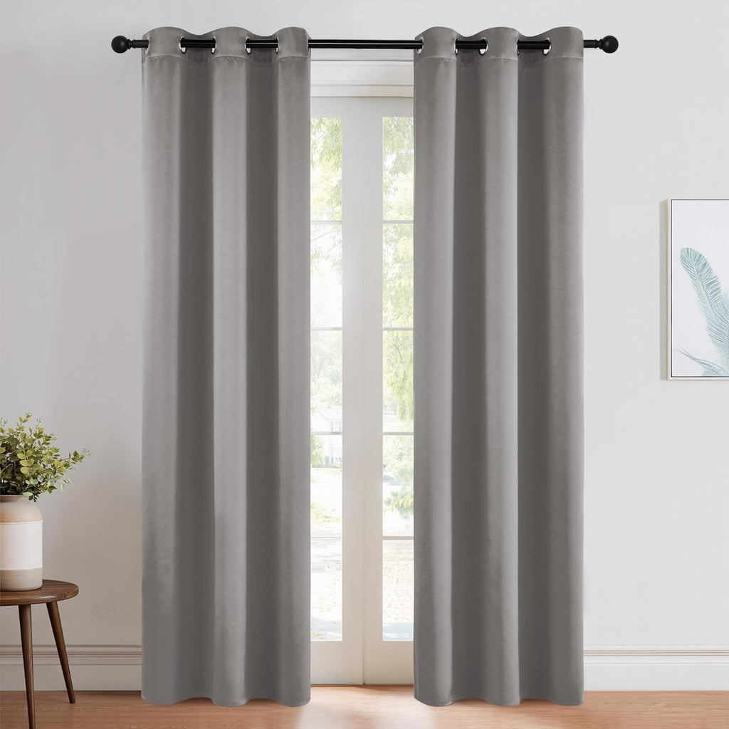 NICETOWN Room Darkening Curtains - Chrome Gray Grommet Drapes for Small Windows | 42" x 84", 2 Panels
