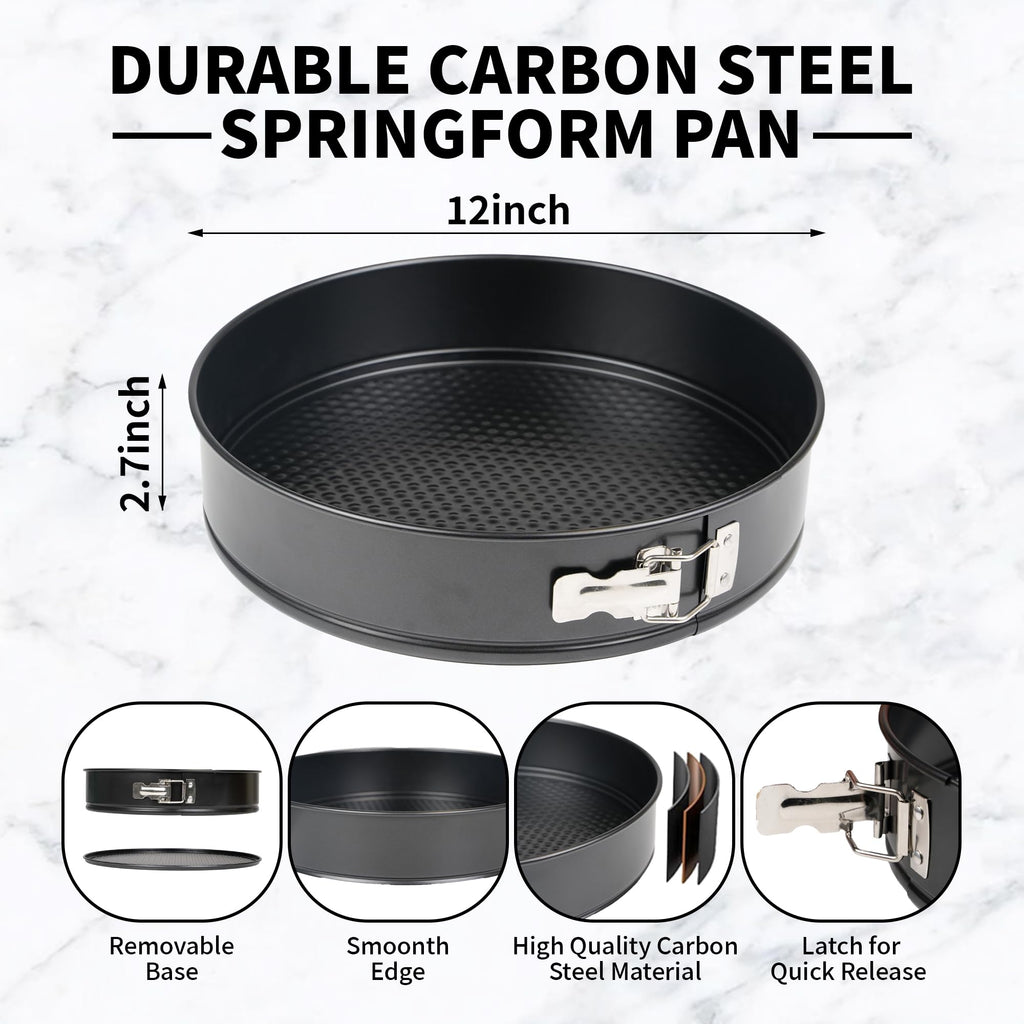 UWILLION Spring Form Cake Pans 12 Inch Springform Pan Nonstick Round Cheesecake Pan Carbon Steel Large Baking Mold Cake Tin for Christmas Birthday