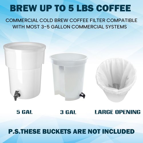 50 PIECE Cold Brew Coffee Filters with Drawstring, 20" X 20" Cold Brew Bags for Cold Brew Coffee Makers, Brew Up To 5 LBS Coffee
