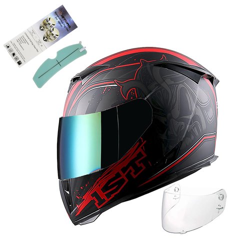 1STORM Motorcycle Full Face Helmet Skull King Matt Red+ One Extra Clear Shield, Size Large (57-58 cm,22.4/22.8 Inch)