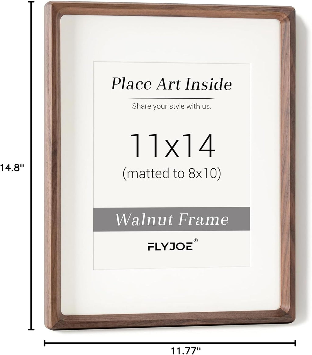 Natural Walnut Wood Picture Frame by USA-Sourced | Handcrafted 11x14 Frame with Tempered Glass for 8x10 Photos