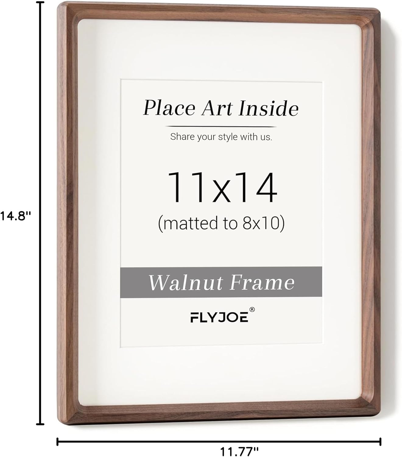 Natural Walnut Wood Picture Frame by USA-Sourced | Handcrafted 11x14 Frame with Tempered Glass for 8x10 Photos