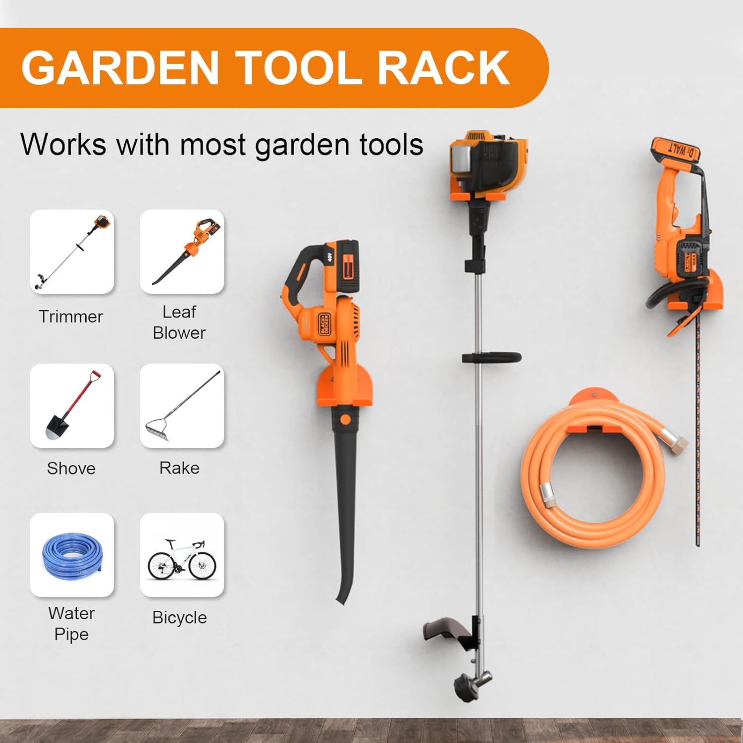 Weedeater Heavy Duty Wall Mount Hanger - Rubber Coated Garden Tool Holder | 1 Pack
