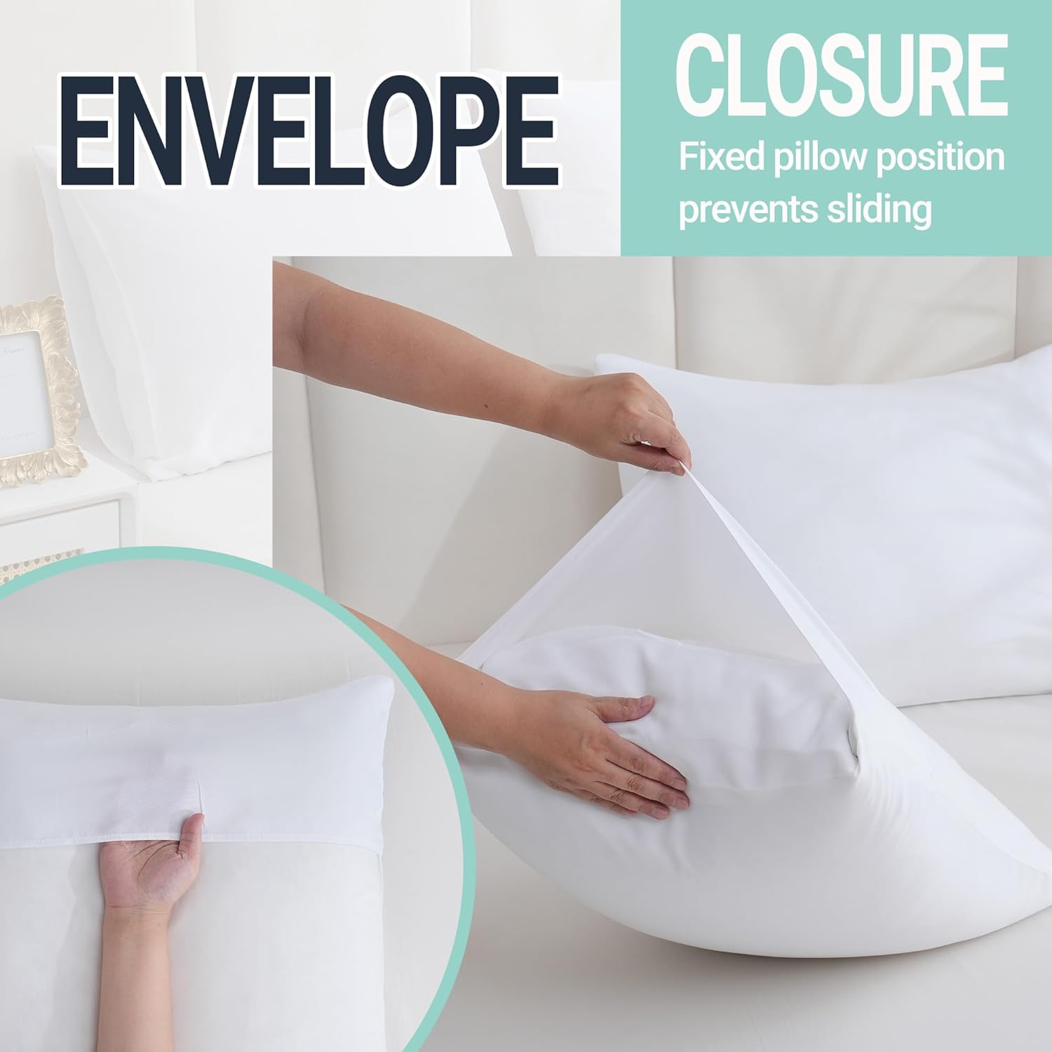 Soft Brushed Microfiber Pillow Cases by [Brand Name] - 48 Pack Standard Size with Envelope Closure | Ideal for Hotels, Airbnbs, and Clinics (20x26, White)