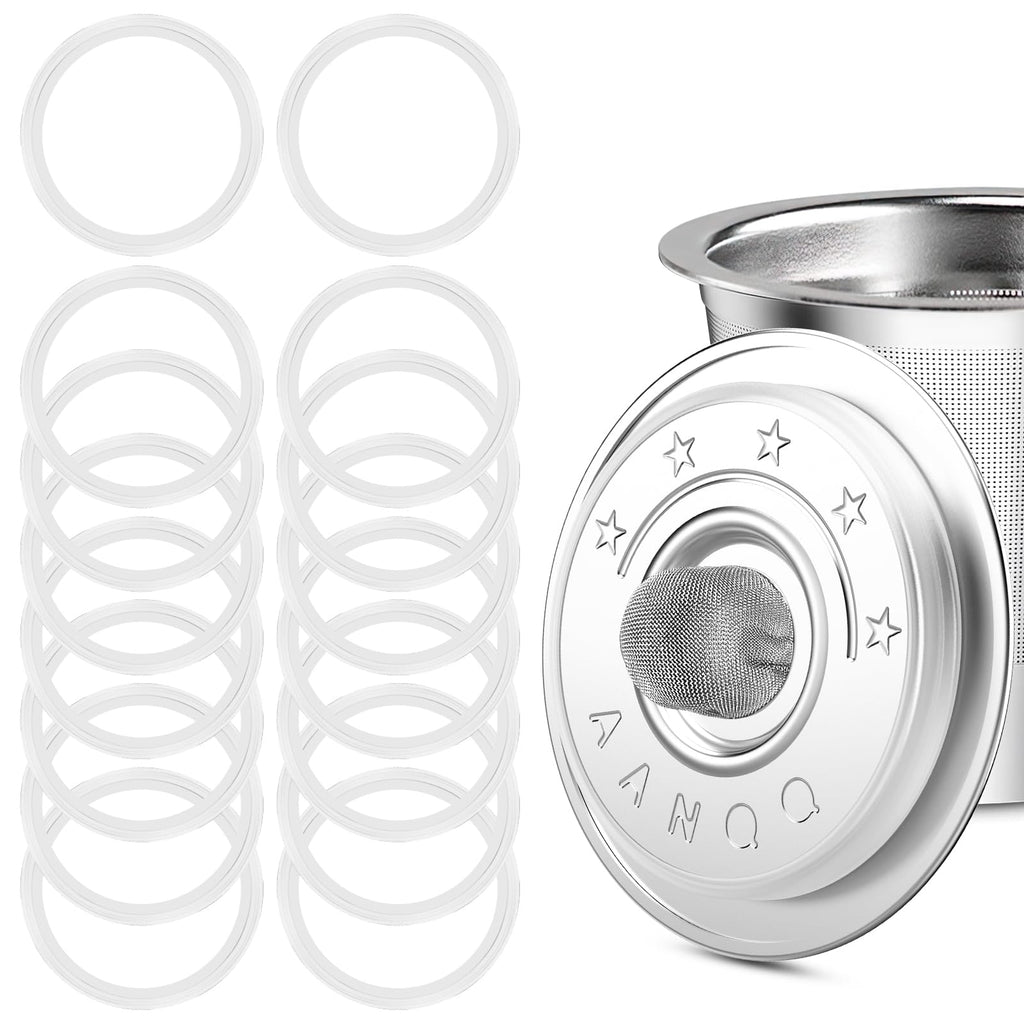 20Pcs Silicone Gasket for Stainless Steel Lids of Reusable K Cups: No Leaks, Food-grade Rubber Rings for AANQQ Keurg 1.0 Reusable Coffee Pods (K Cups NOT Including)
