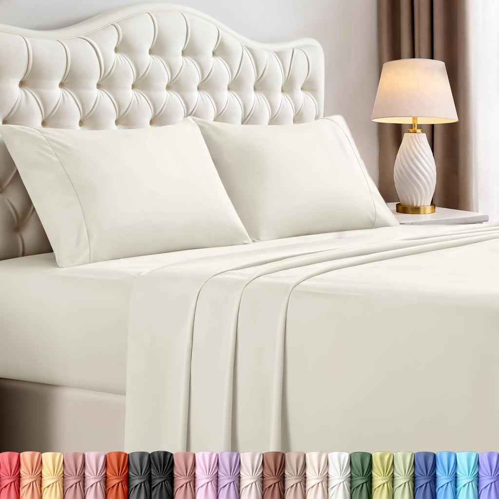 Utopia Bedding Queen Size Sheet Set - Soft, Breathable Microfiber | 4-Piece Ivory Bedding Set