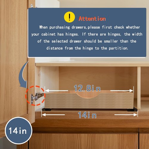 Draworia Pull Out Cabinet Drawers - 6x2 Size Options (12-23'W,18-21'D), Pre-Assembled with Soft Close Slides, Solid Beechwood, Easy Installation (14'W x 21'D)