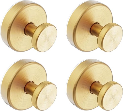 Bntuk Suction Cup Hooks - Durable Wreath Hanger for Front Door & Shower - 4 Pack, Gold