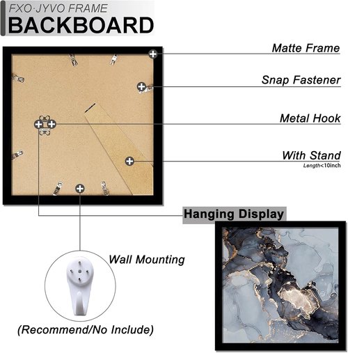 Fxojyvo 9x9 Black Picture Frame - Lightweight & High Transparency for 9"x9" Photos | 1 Pack