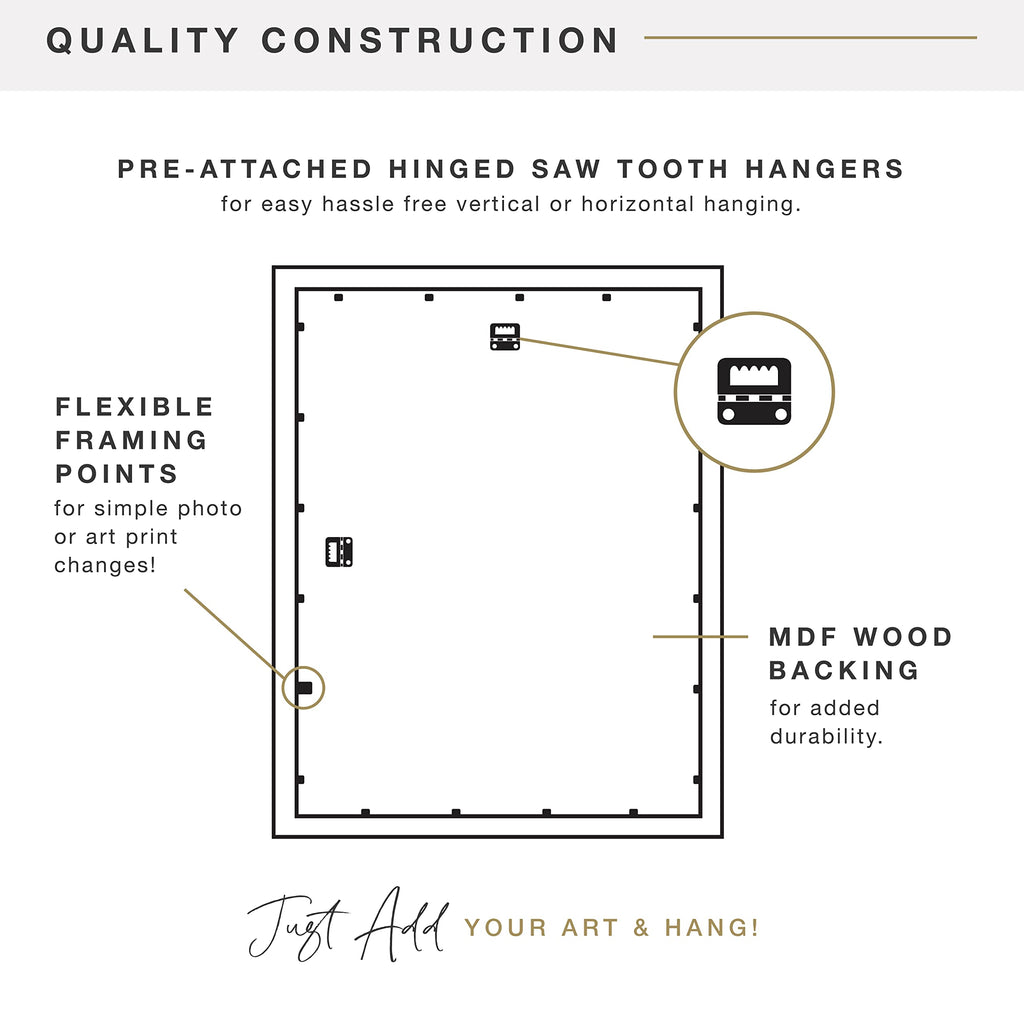 MCS Trendsetter 11x17 Poster Frame Black High-Gloss, Vertical & Horizontal Wall Hanging Large Picture Frame for Photos, Posters & Art Prints (2-Pack)