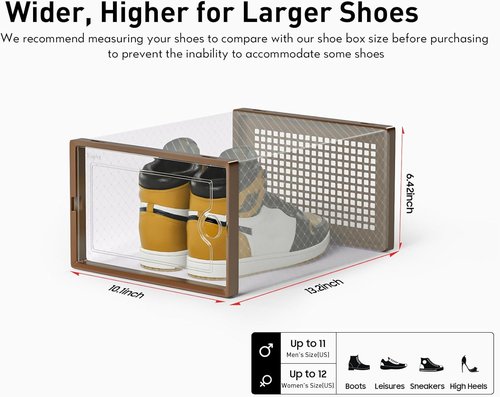 Kuject X-Large Shoe Storage Boxes - 12 Pack Clear Plastic Sneaker Organizers | Stackable & Space-Saving