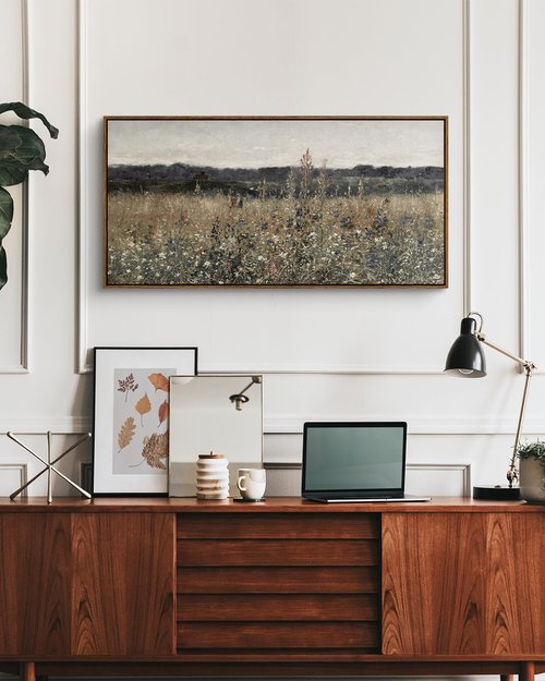 InSimSea Extra Large Vintage Wall Art - Flower Meadow Canvas Print for Living Room | 20x40 Inch