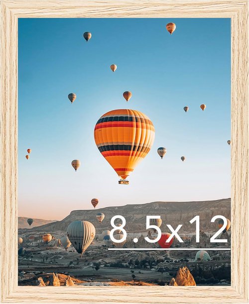 JCJMY Picture Frame - 8.5x12 Wall Mounting & Tabletop Display | Shatter Resistant Plexiglass, Natural Finish