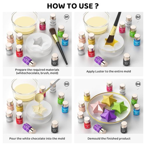 Cherrysea Luster Dust Edible - 15g Food Grade Shimmer Powder for Cakes, Cookies, and Cocktails