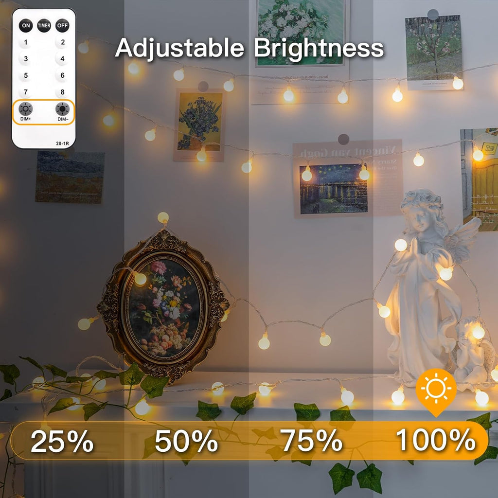 Suddus Globe String Lights - 99ft 300 LED Indoor/Outdoor Fairy Lights with Remote | Warm White Decor