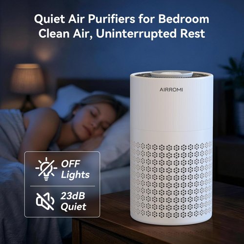 AIRROMI Air Purifier - 3-in-1 HEPA Filter for Pets & Allergies | Covers Up to 990 Ft², Quiet Operation, A2001 White