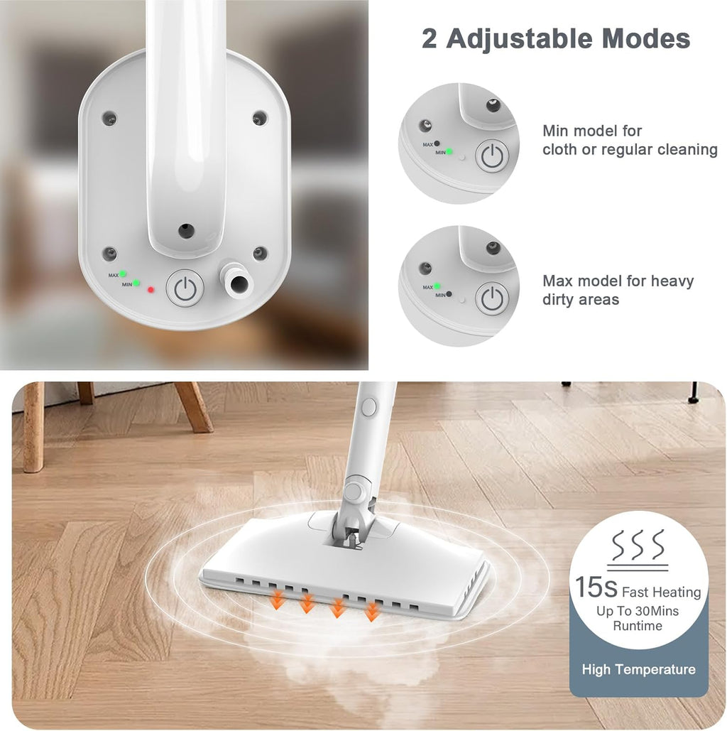Skiennix 6-in-1 Steam Mop Cleaner - Versatile 2 Modes, 400ML Tank, 23FT Cable | Azure Color