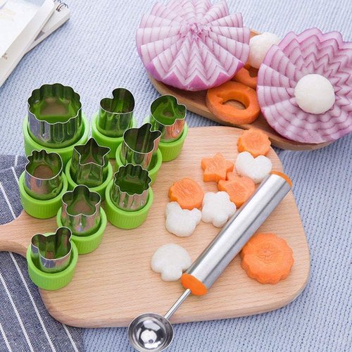 LetGoShop Cookie Cutter Set - 12 Shapes Biscuit Cutters with Safety Handle & Cartoon Food Forks