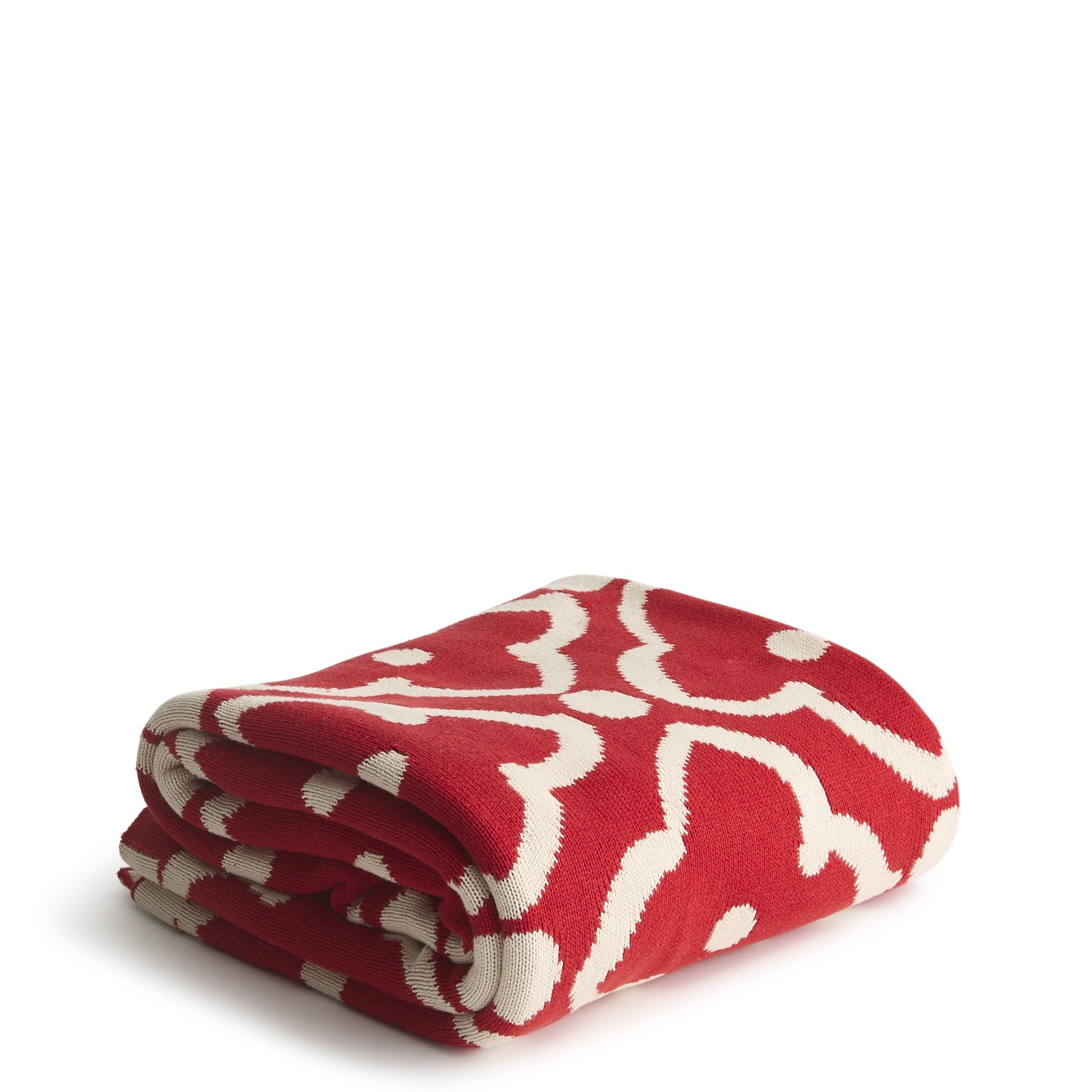 Vera Bradley Women's Cotton Double Knit Throw Blanket, Moorish Goji Berry Red, 70 X 50