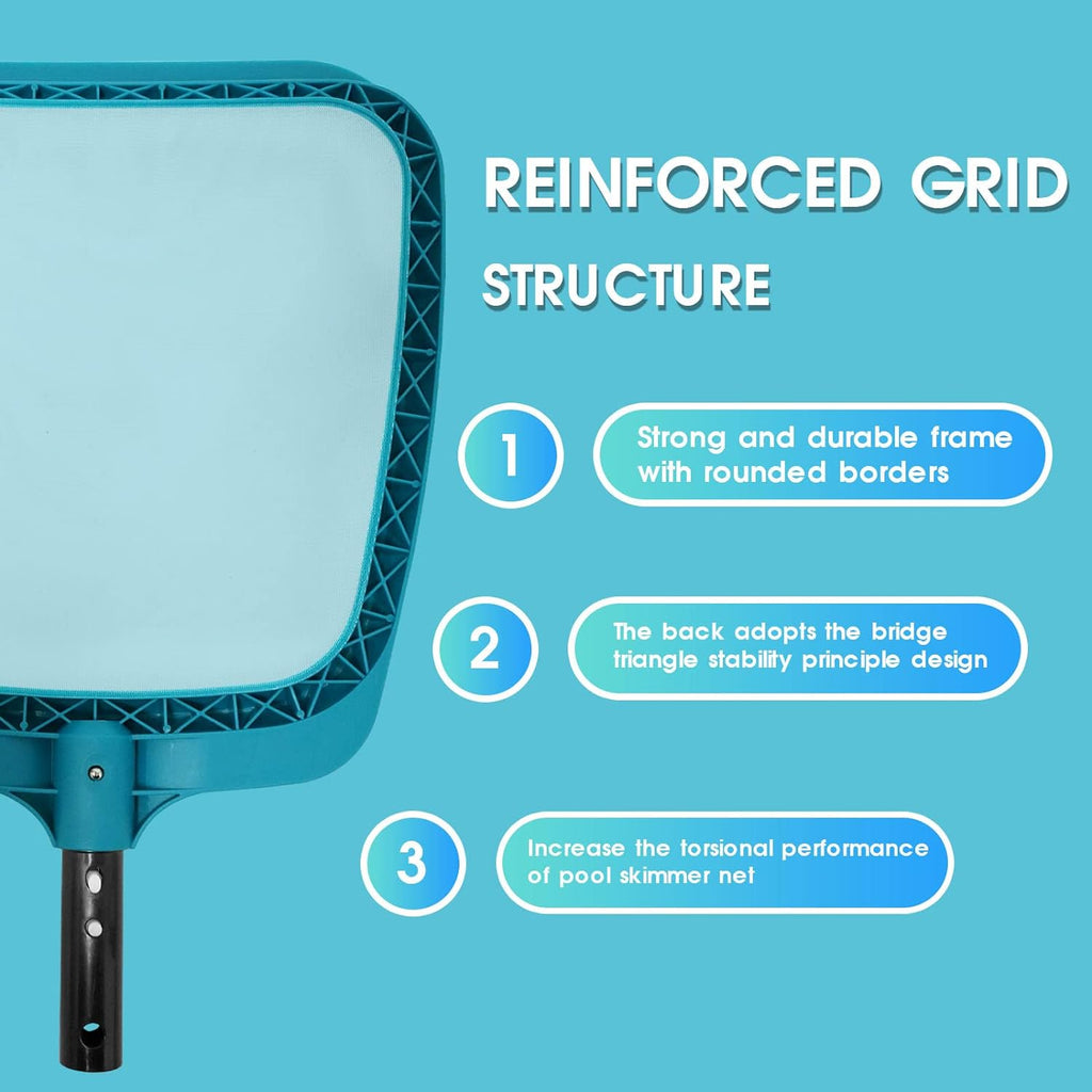 POOLWHALE Professional Pool Skimmer Net - Heavy Duty Fine Mesh for Fast Debris Removal | Fits Standard Poles