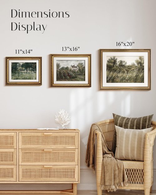 InSimSea Gold Framed Wall Art - Vintage Meadow Flowers Canvas Print | 13x16 Inch Home Decor