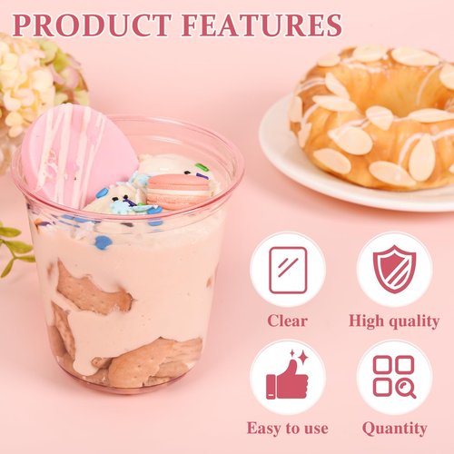 Benestanti 100 Pcs Pink Plastic Cups,12oz Disposable Stemless Wine Glasses for Cocktail,Cute Plastic Cups,Cocktail Wine Glasses,Pink Party Cups for Meeting Wedding Christmas Holiday,Party Supplies