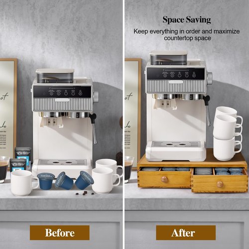 NANXITU K Cup Storage Organizer,Wood Coffee Pod and Tea Bag Holder,Kcup Drawer Coffee Maker Stand,Home Kitchen Counter Holds Up to 30 Pods Capacity