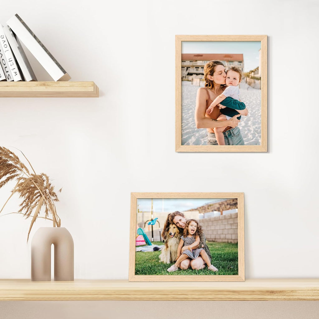 Upsimples 8.5x11 Picture Frame - Natural Solid Wood Design for Wall or Tabletop Display, 1 Pack