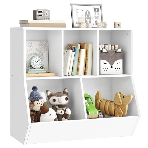 HOOBRO Kids Bookshelf, Bookcase Footboard, 31.5" L Toy Storage Cubby, Children's Toy Shelf, Toy Storage Cabinet, Fit for Children's Room, Playroom, Hallway, Kindergarten, White WT328CW01