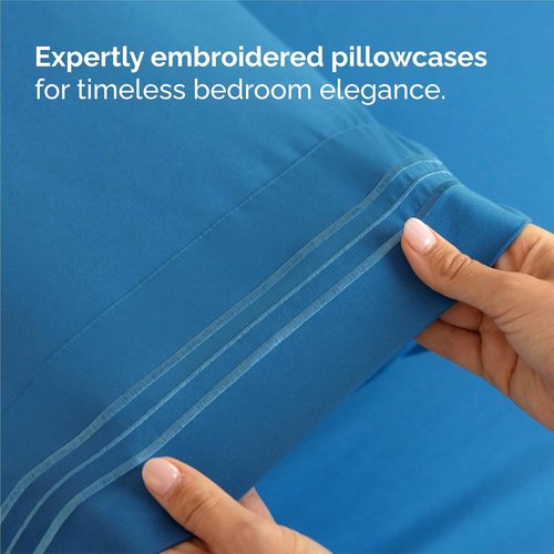 King Size 4 Piece Sheet Set - Comfy Cooling Bed Sheets | Luxury Hotel Quality - Deep Pockets, Soft & Wrinkle-Free - Denim Blue