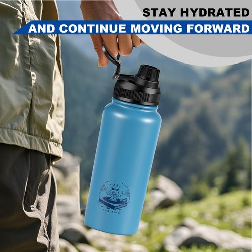 32 oz Insulated Water Bottle, Keep Cold 24H, Leak Proof Stainless Steel Water Bottle with Spout Lid