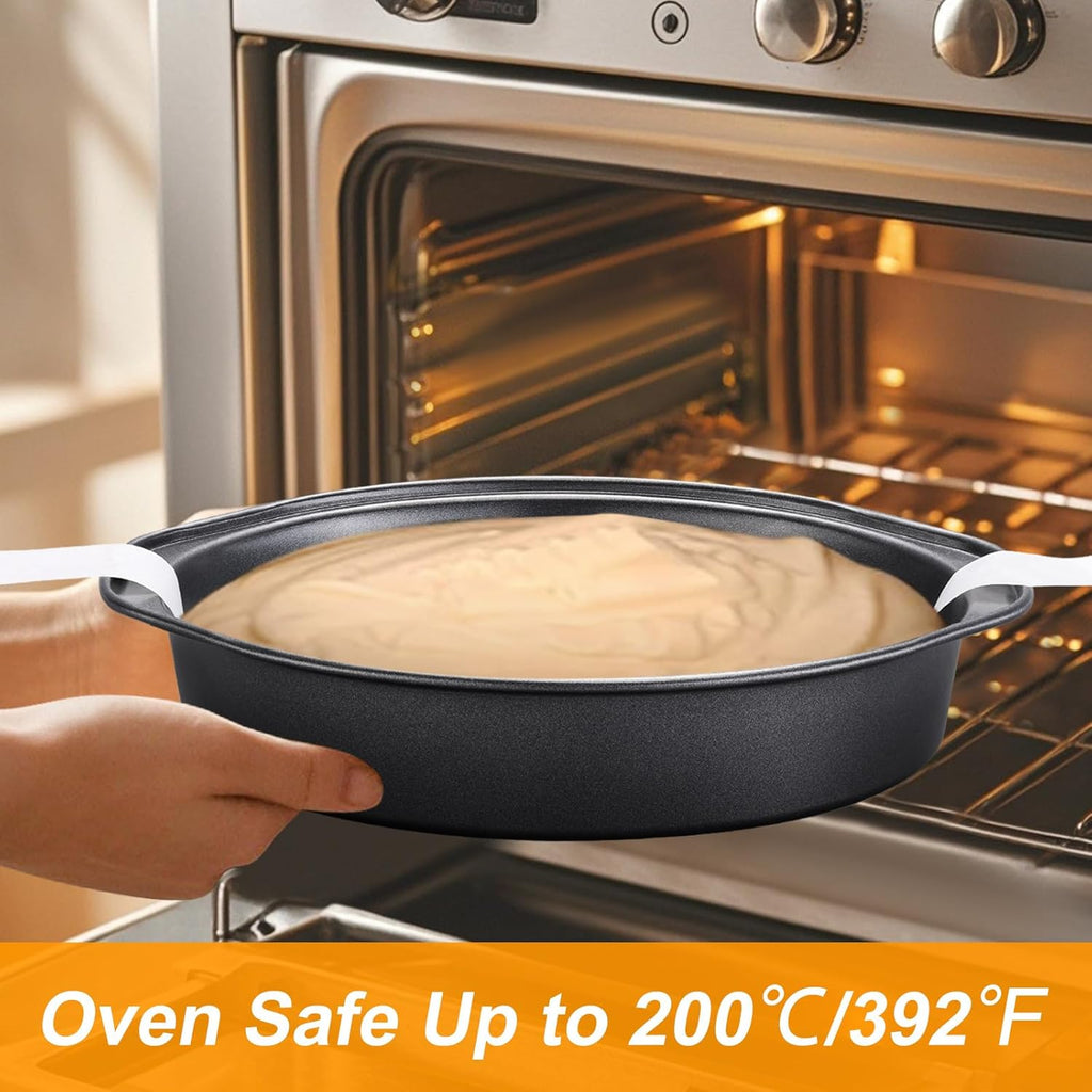 8 Inch Cake Pan Set by [Brand Name] - 3 Carbon Steel Round Pans with 100 Parchment Papers | Non-Stick & Healthy