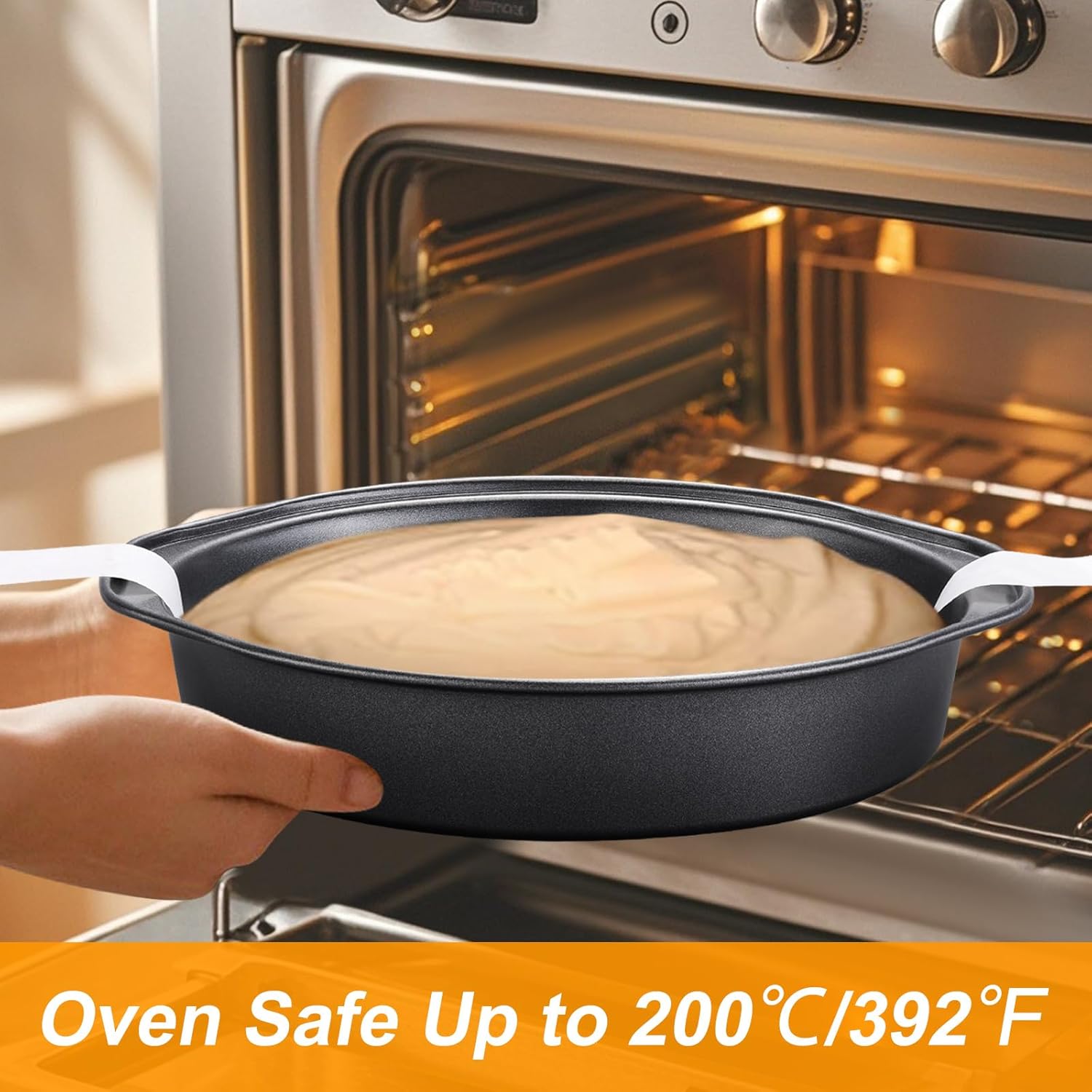 8 Inch Cake Pan Set by [Brand Name] - 3 Carbon Steel Round Pans with 100 Parchment Papers | Non-Stick & Healthy