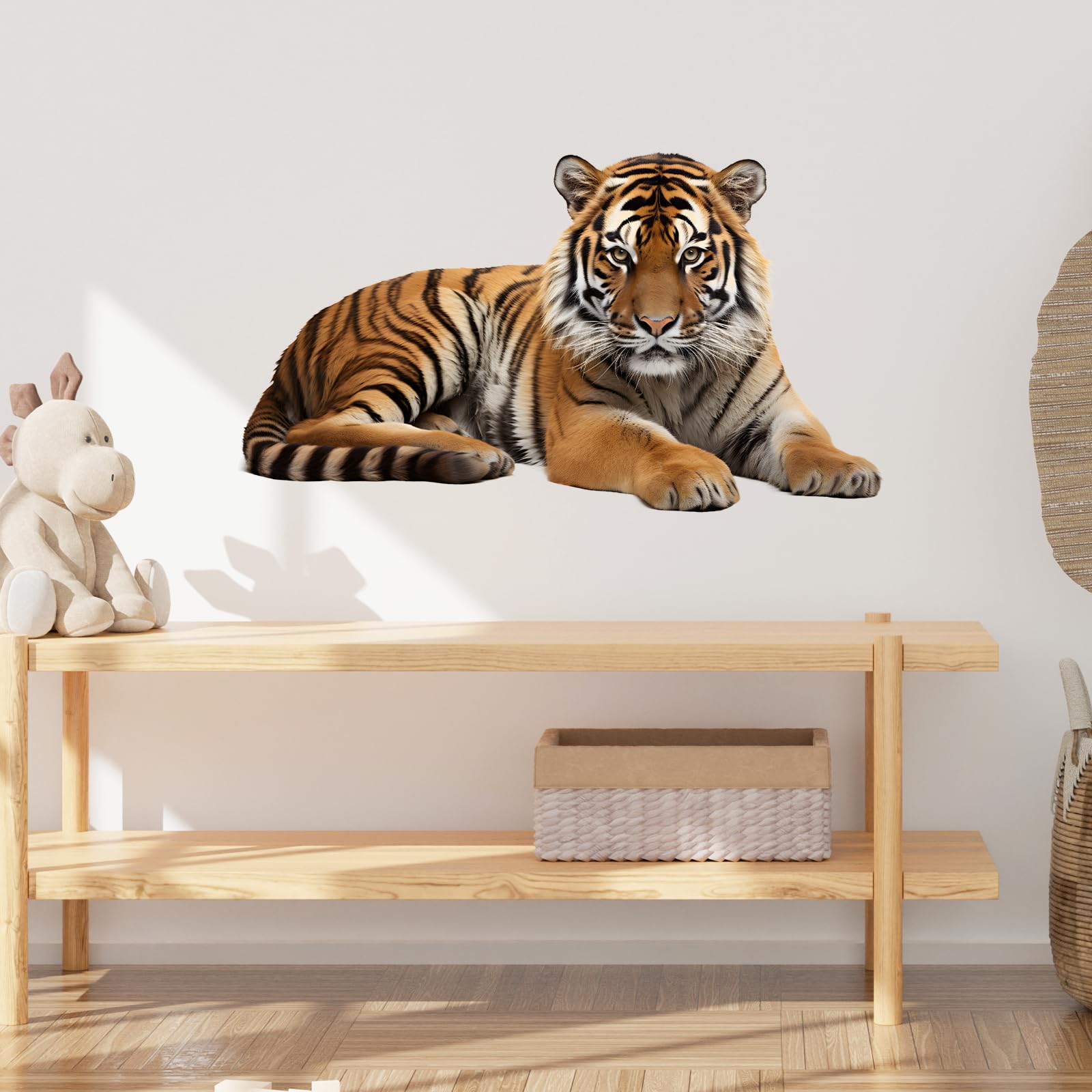 RoyoLam Lifelike Lying Tiger Wall Decal Nursery Jungle Animal Wall Sticker Removable Peel and Stick Wall Art Decor for Kid Baby Classroom Preschool Living Room Playroom Bedroom School