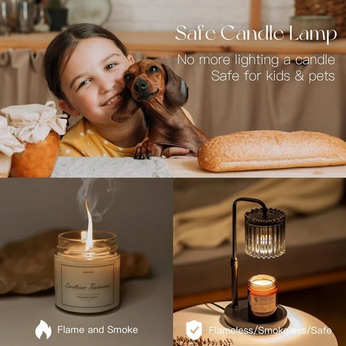 Candeldo Candle Warmer Lamp - Adjustable Height & Timer | Dimmable Black Wax Melt Warmer for Home Decor