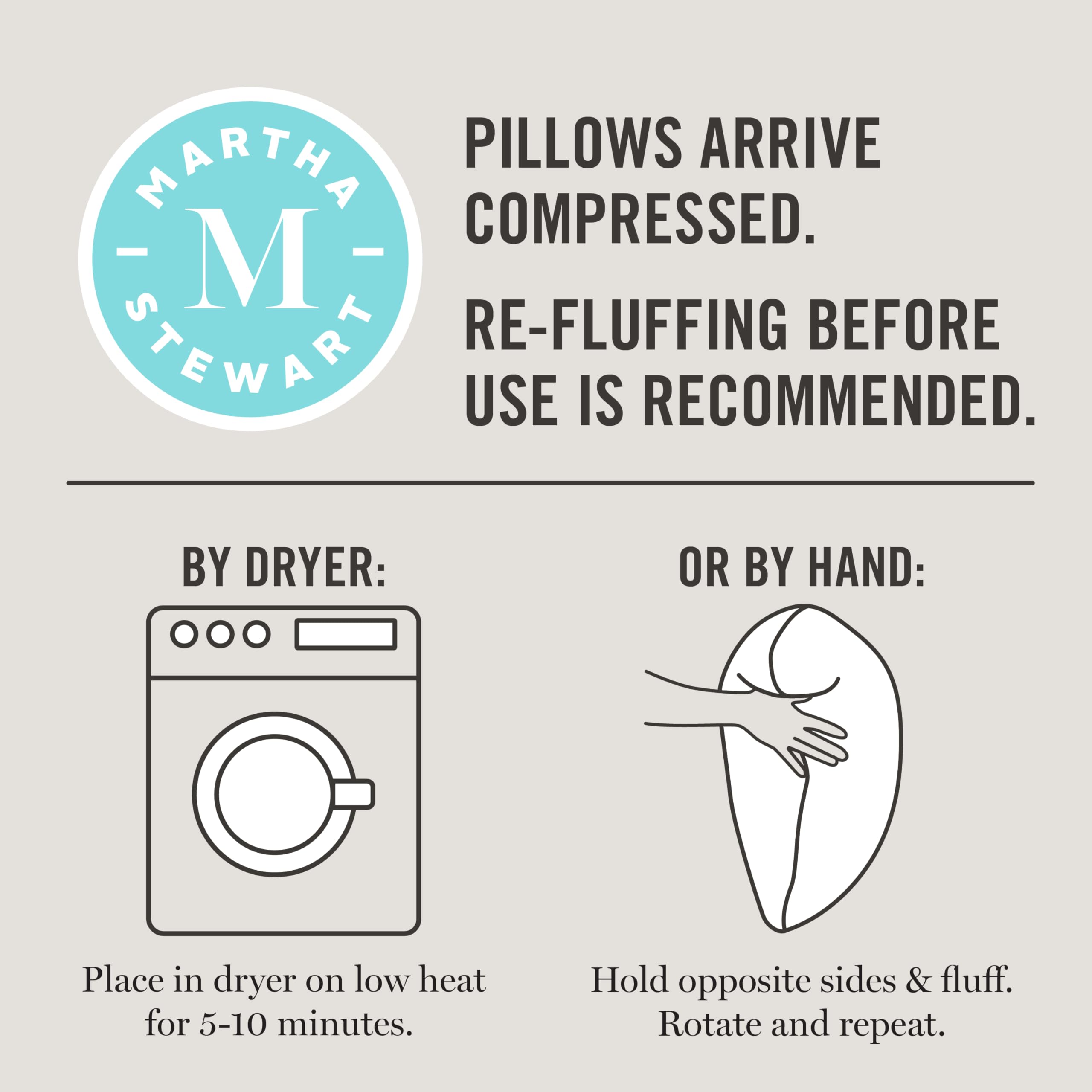 Martha Stewart Heriloom Jacquard Down Alternative Pillows, King Size Set of 2 - Medium Support for Stomach, Back and Side Sleepers