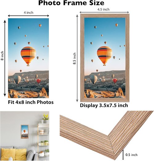 JCJMY 4x8 Picture Frame - Rustic Brown Wall Mounting & Tabletop Display | Shatter Resistant Plexiglass