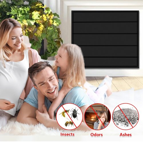 Magnetic Fireplace Blanket for Heat Loss Indoor Fireplace Covers Keep Drafts Out Stops Heat Loss Fireplace Draft Stopper with Built-in 12 Strong Magnet for Iron Fireplace Frame Fireplace Screen 39x36